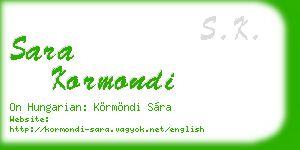 sara kormondi business card